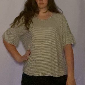 Black and White Striped Shirt with Flared Sleeves